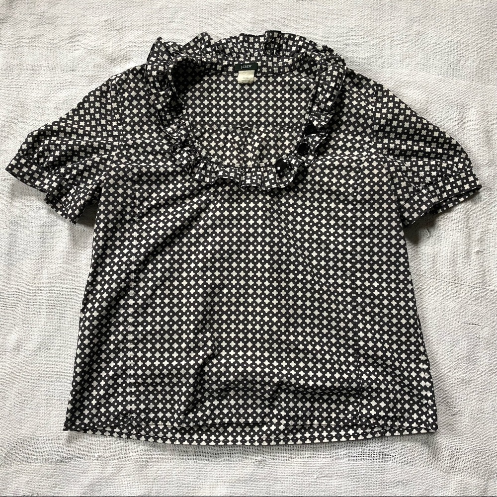 J. Crew Geometric Grey and White Top